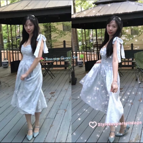 ✨ Blue Cinderella Gunne Sax Dress Ribbon🍒 - Picture 3 of 9